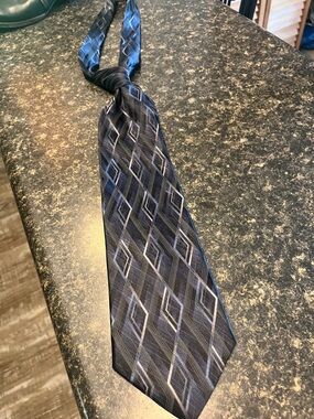 Stafford Black and Blue Geometric Diamond Tie